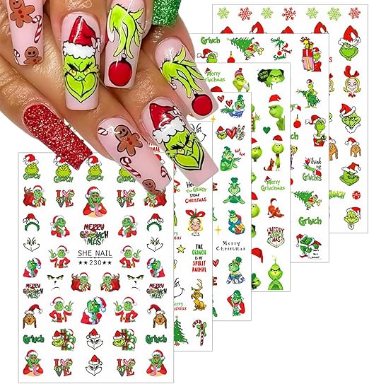 6 Sheets Christmas Nail Art Stickers