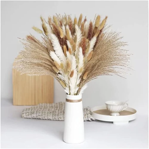 100 Pcs Pampas Dried Grass Flowers Arrangement DIY Boho Room Decor on a Budget