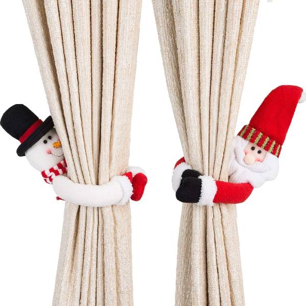 2 Pack Christmas Curtain Buckle Doll Santa decoration ideas