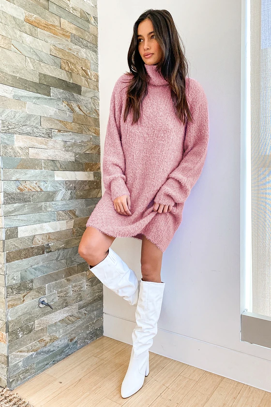 sweater dress with boots