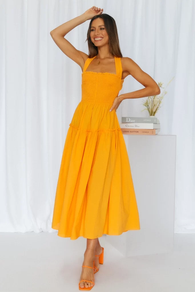 bright yellow mustard dress