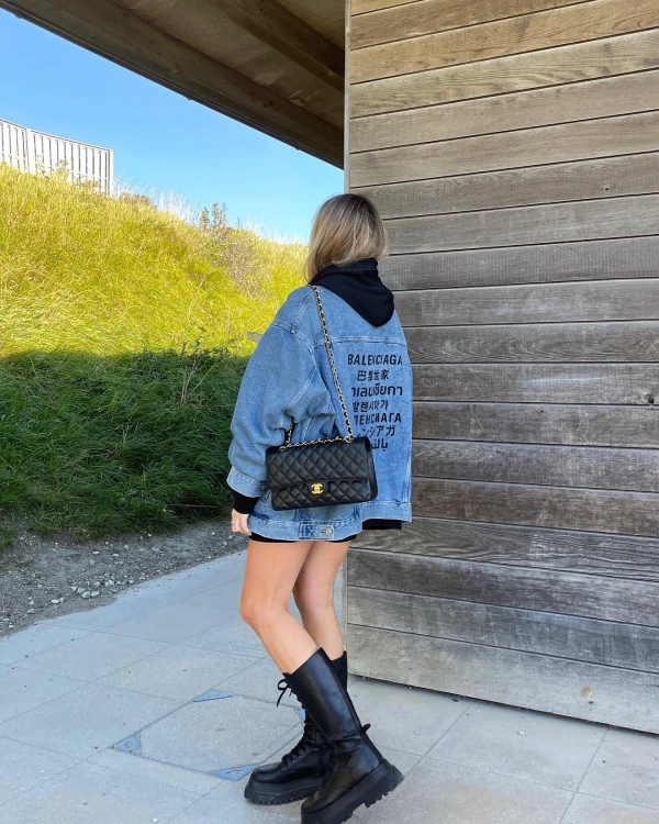 Denim Jacket Outfit with combat boots