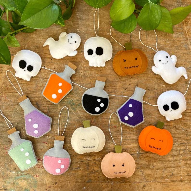 Cute Halloween Felt Decoration Carved Pumpkin Ghost Skull