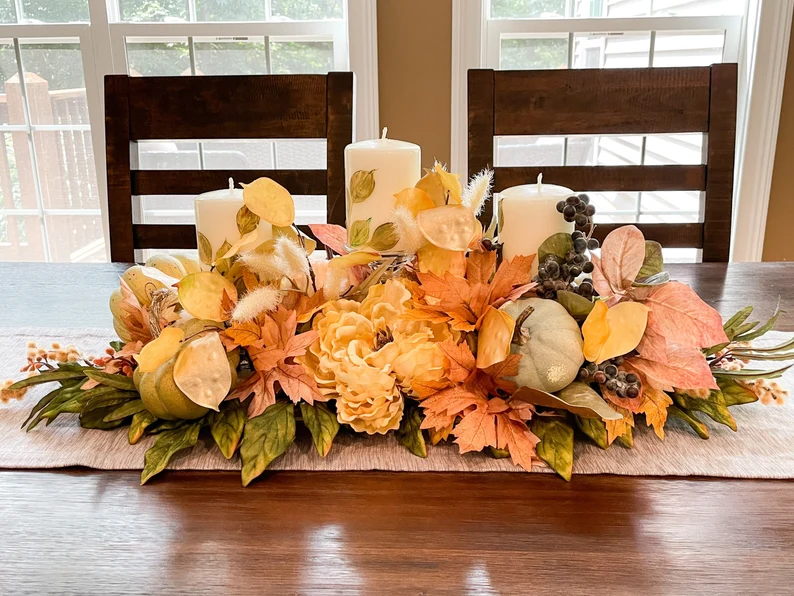 Fall Table Large floral Thanksgiving Centerpiece Decorations