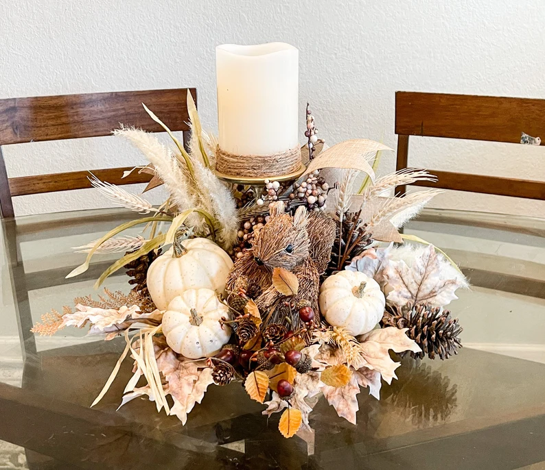 Fall farmhouse table decor rustic thanksgiving centerpiece