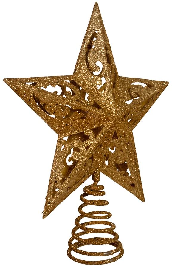 Gold Glittered 5 Point Star Treetop