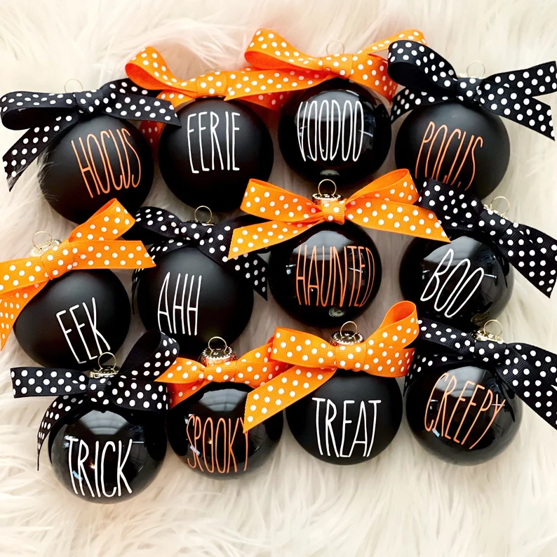 Halloween Tree Decorations Black and Orange Rae Dunn Inspired Ornaments