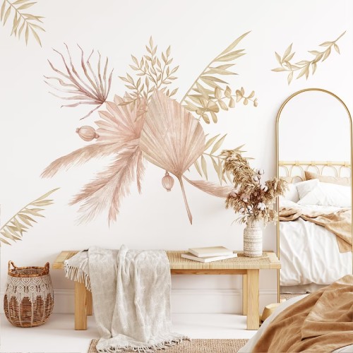 Large Boho Wall Decal, Watercolor Bohemian Leaves boho wall decor Ideas