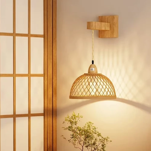 Rustic Bamboo Wall Pendant Lamp DIY Boho Room Decor on a Budget