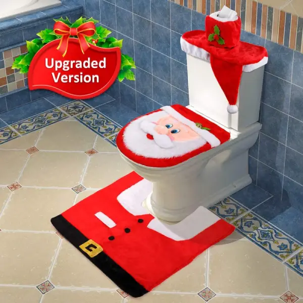 Santa Toilet Seat Cover Funny Christmas Decorations Bathroom Set