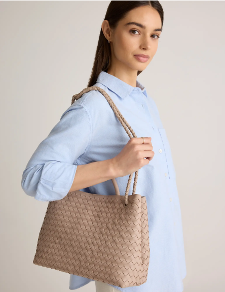 Quince Italian Leather Handwoven Satchel 