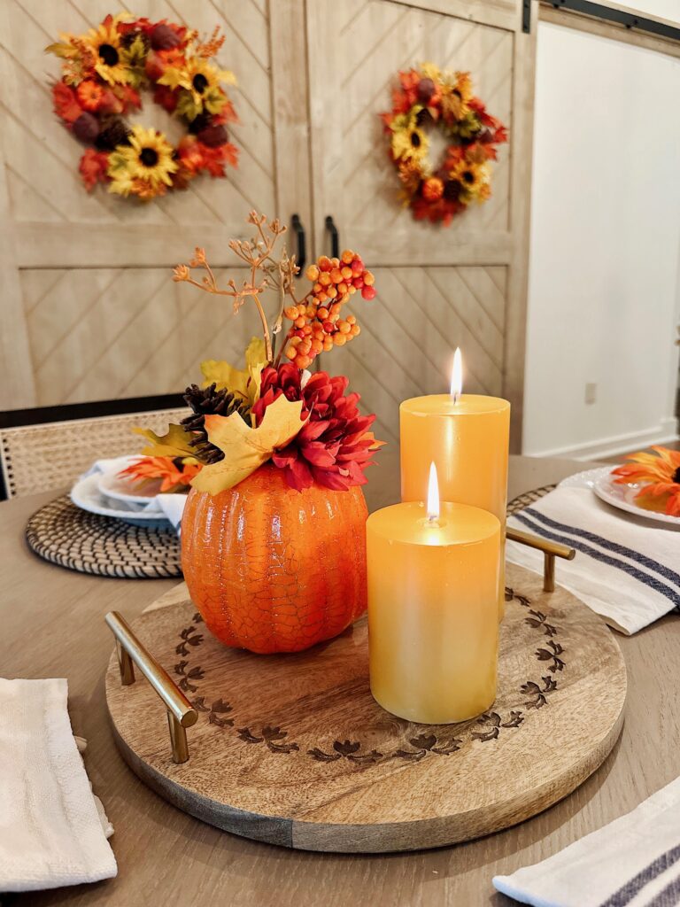 Table decoration with pumpkin Drinks