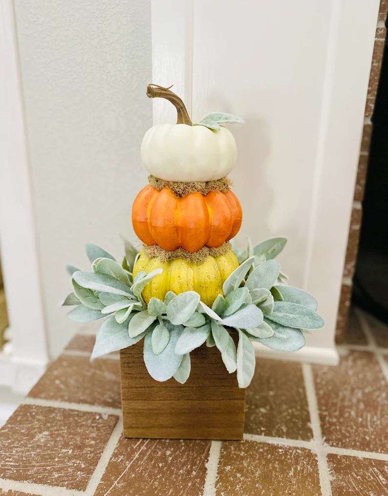 Thanksgiving white pumpkins rustic decor