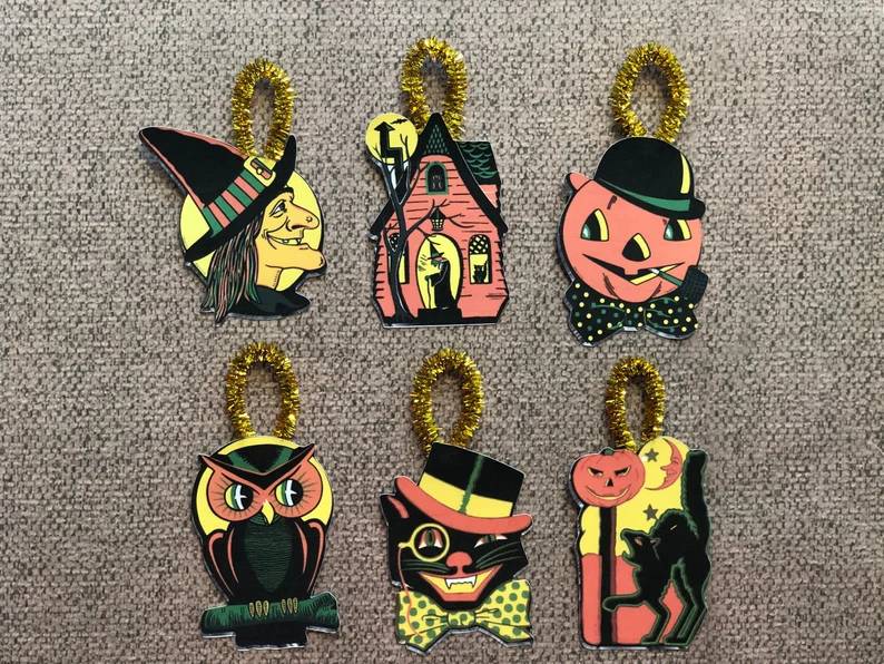 Vintage Halloween Mini Tree Ornaments