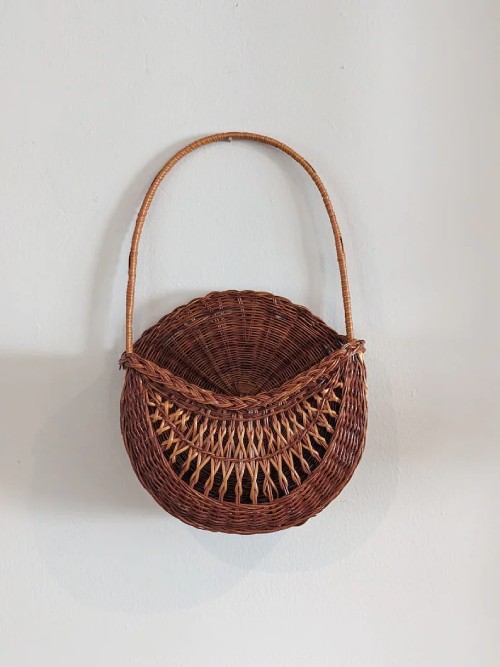 Vintage Hanging Wicker Wall Basket  boho wall decor Ideas