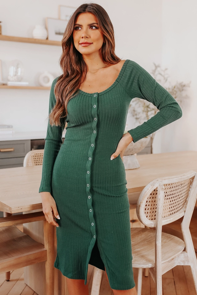 sweater dress, button front 