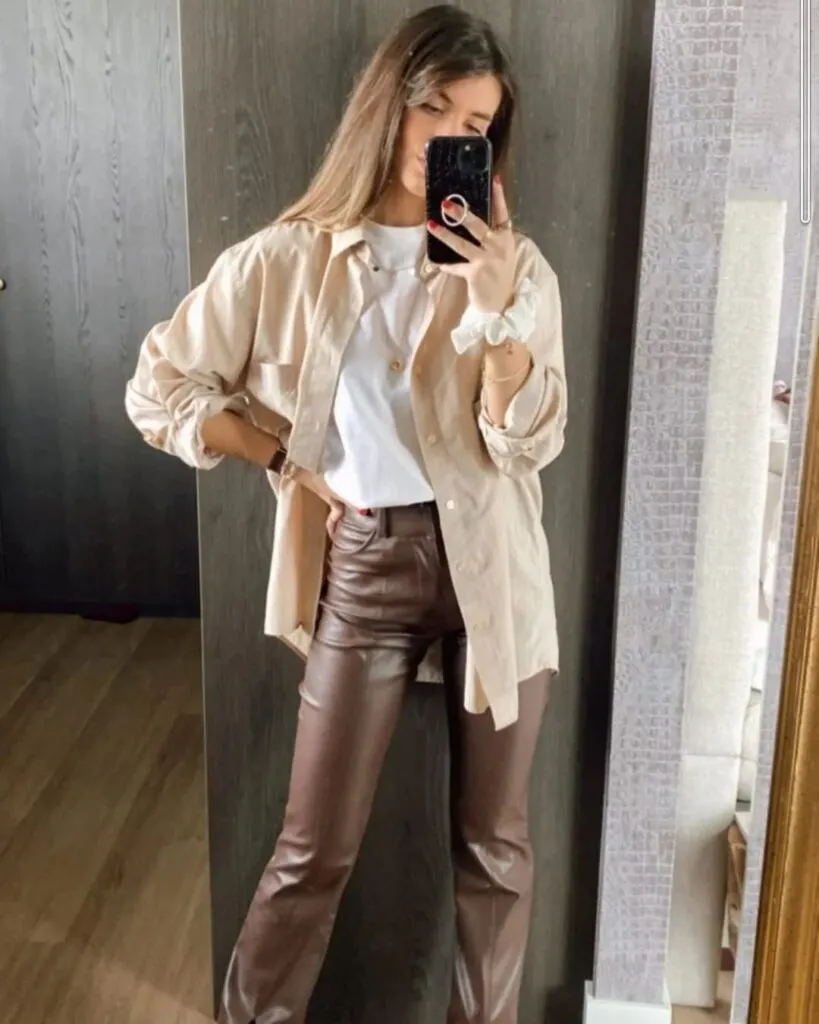 outfits with brown leather pants 16 Brown Leather Pants Outfit In time For Fall & Winter