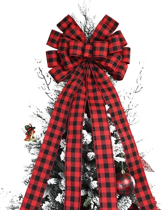 Christmas Checked Tree Topper