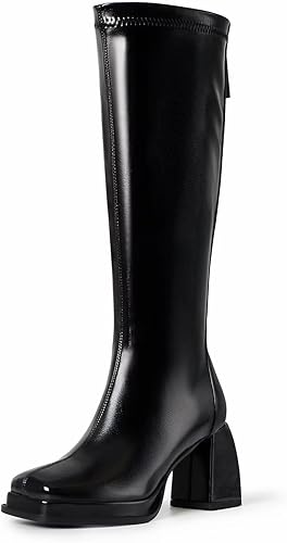 Chunky Heel Square Toe Tall Boots