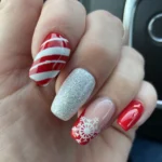 Red and White Christmas nails Design