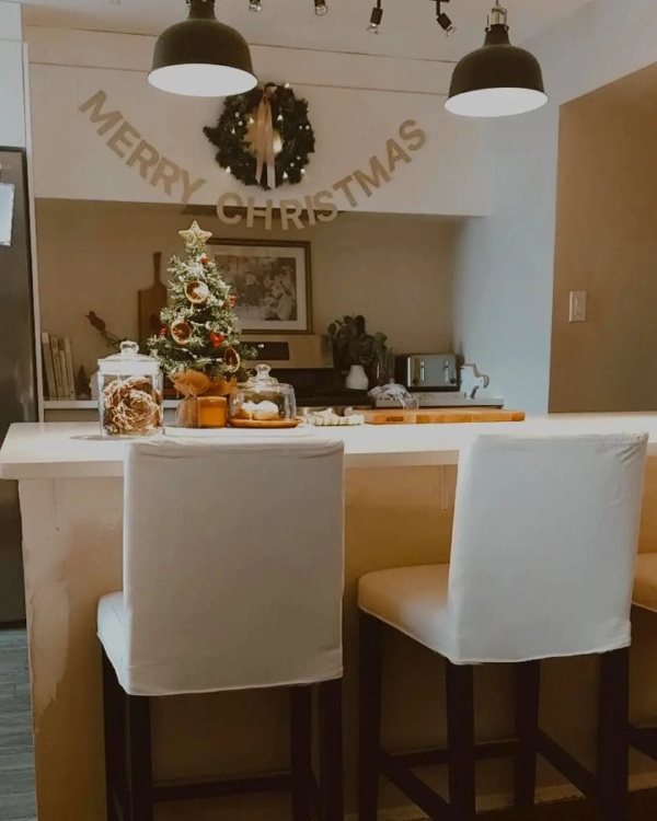 Merry Christmas Banner Over Stove