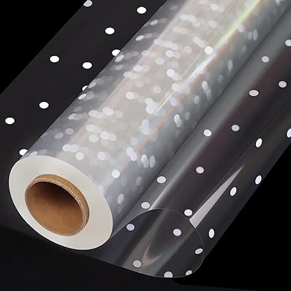 Clear Cellophane Wrap Roll with Irregular White Dot