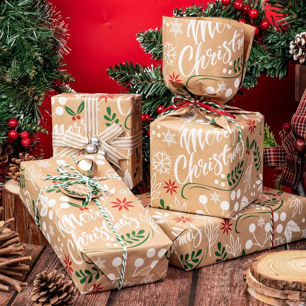 Kraft Christmas Wrapping Paper - Mini Roll