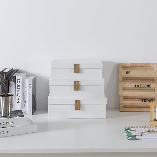 Soul & Lane Off-White Cardboard Decorative Boxes for Storage