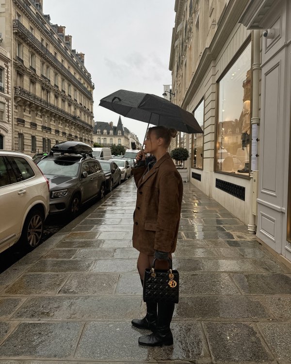 cropped jacket and boots for rainy day