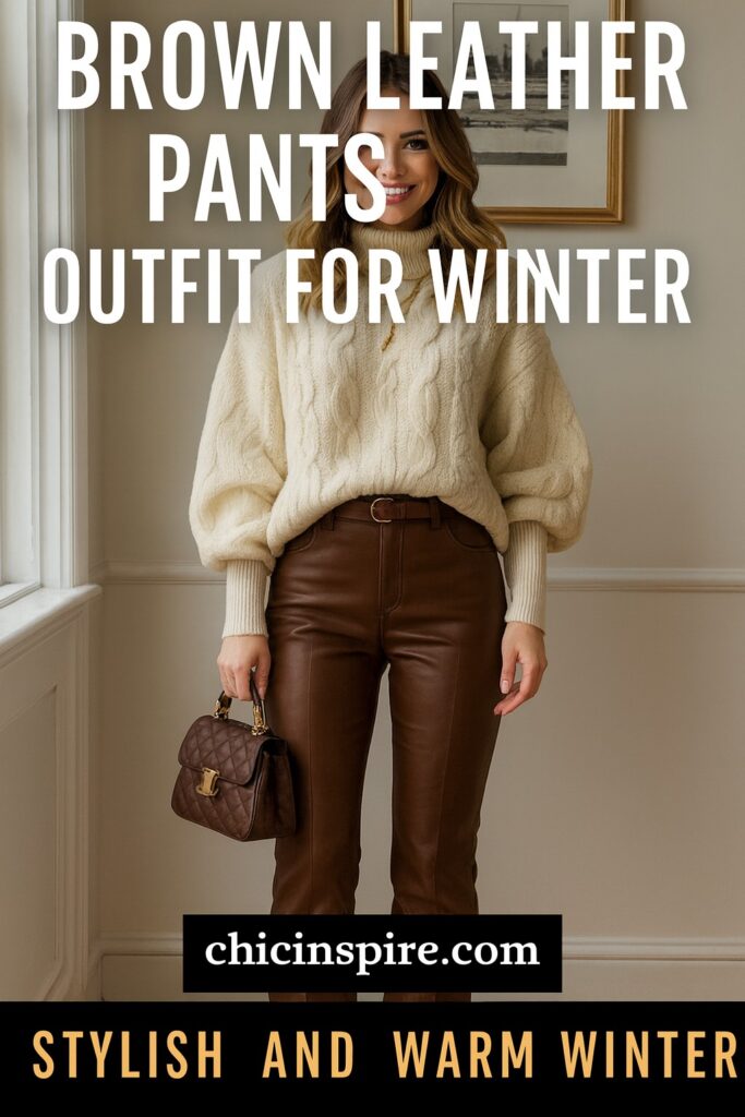 16 Brown Leather Pants Outfit In time For Fall & Winter 5 Here are brown leather pants outfit ideas that you can copy this season. You may be curious to what to wear with leather pants so lets help with that. Brown Leather Pants Outfit In time For Fall & Winter