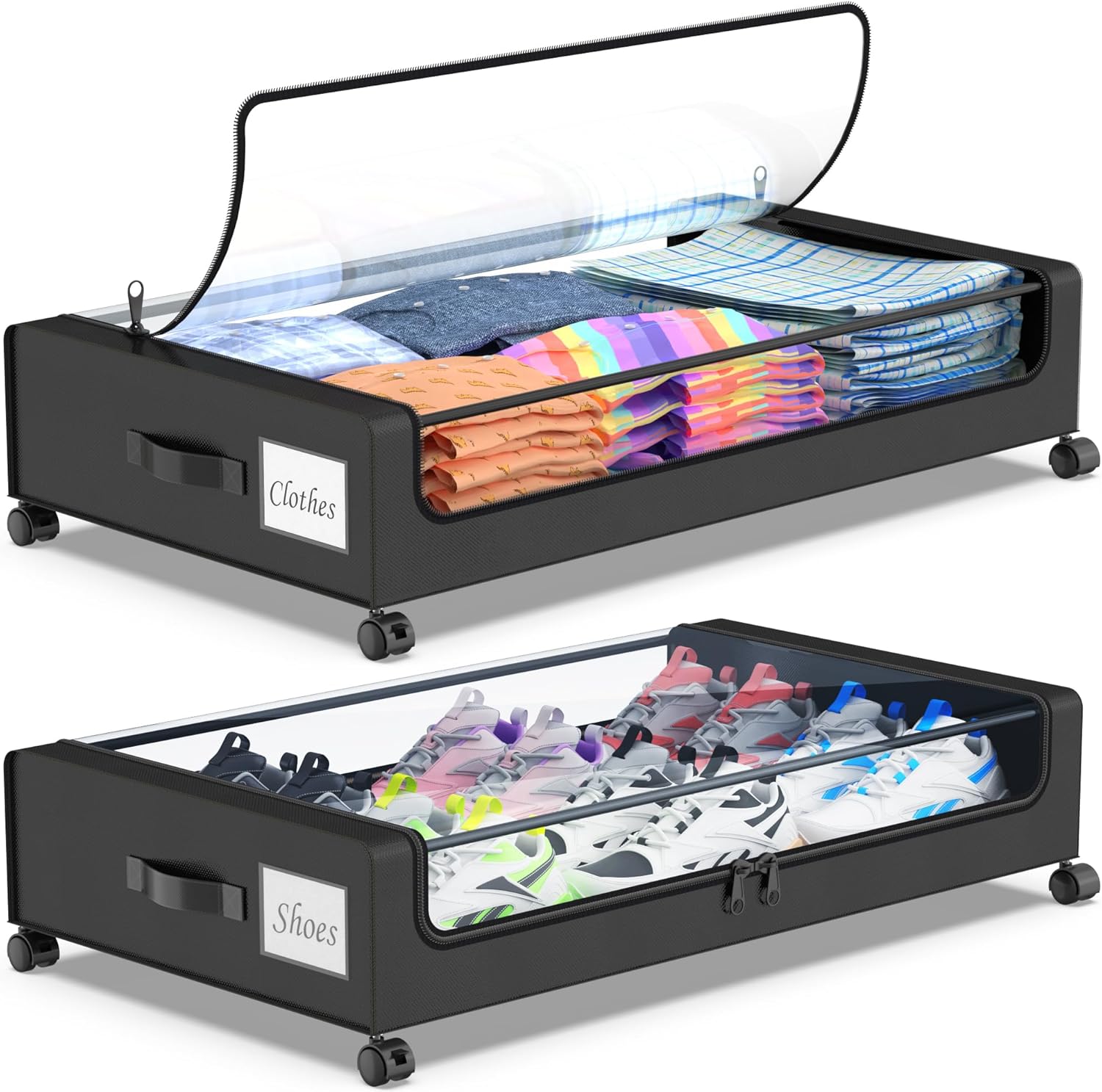 2-Pack Under Bed Storage Containers with Clear Lids