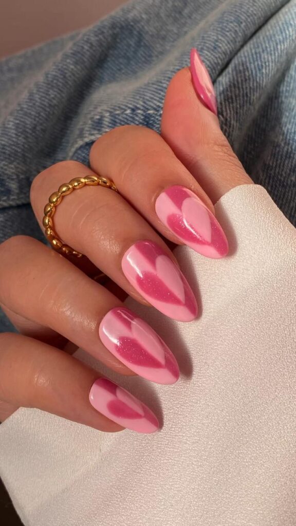 Bright pink, light pink heart design