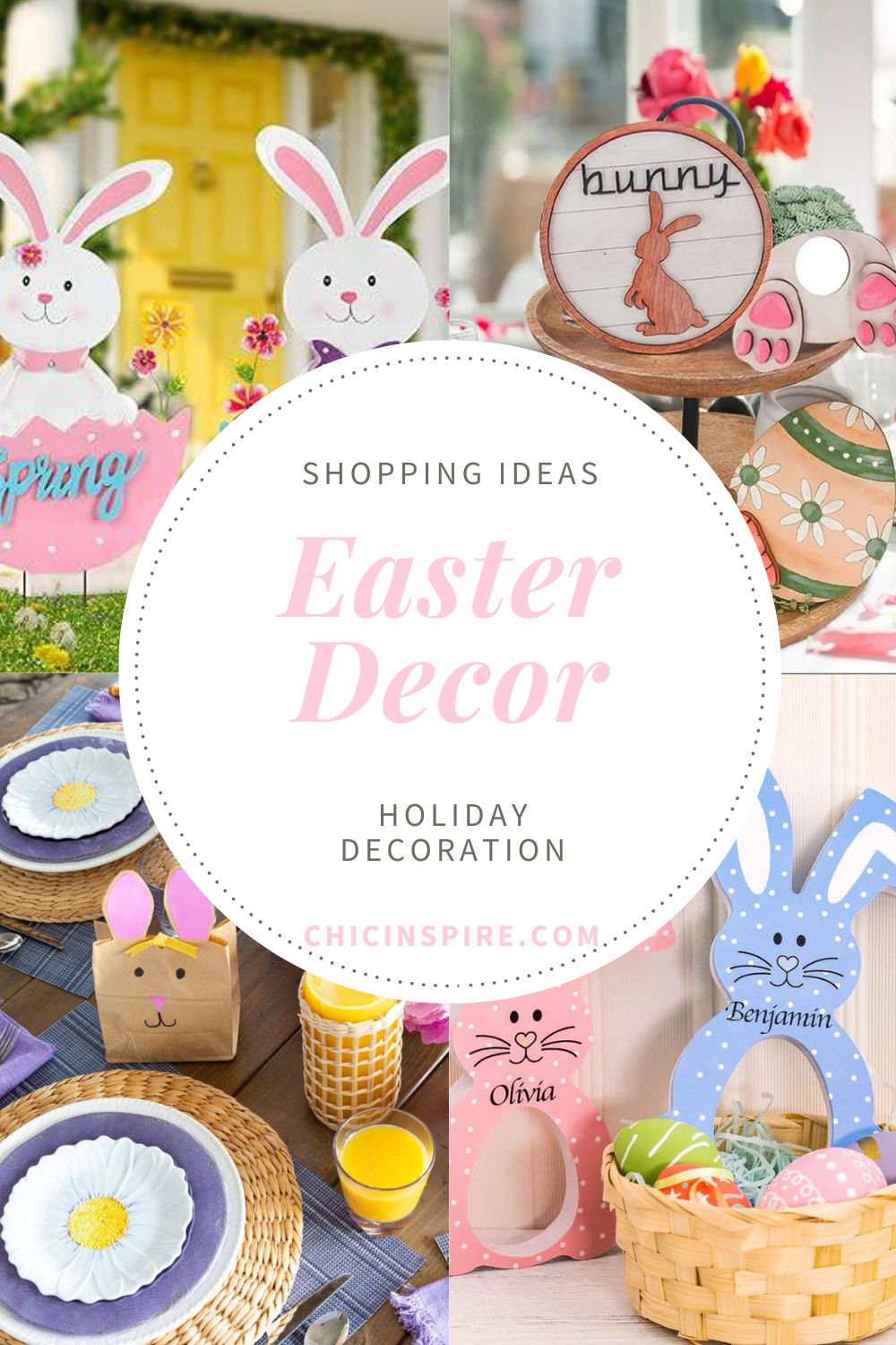 34 Easter Decorating Ideas - Easter Eggs, Bunny, wreath for porch front door mantel and home, shopping ideas decorate for holiday kids and family