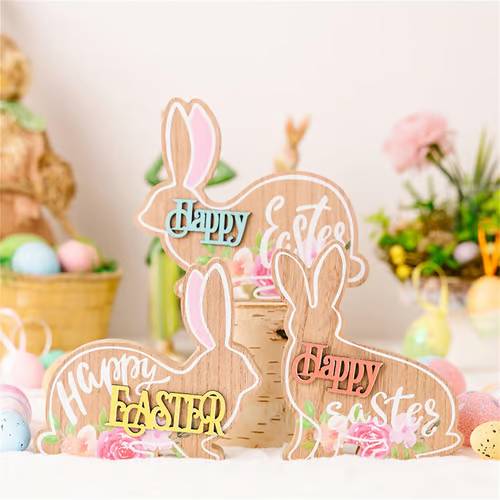 Happy Easter Wooden Ornaments