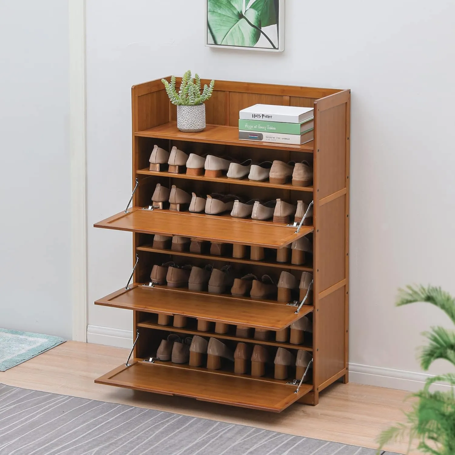 Bamboo 7-Tier Shoe Rack – 24 Pair Storage