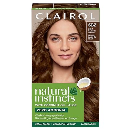 Clairol Natural Instincts Demi-Permanent Hair Dye, 6BZ Light Caramel Brown Hair Color