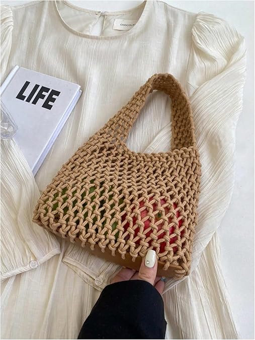 Hollow Out Crochet Bag Mini Satchel Purse Vacation Handbags