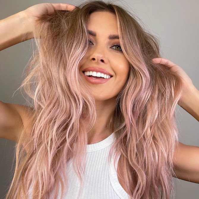 Pastel balayage hair color