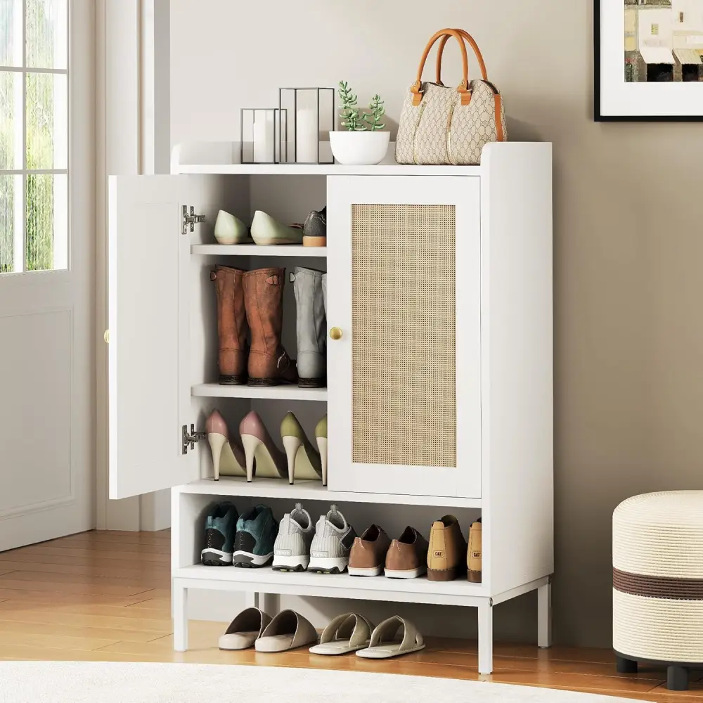 Rattan Shoe Cabinet Storage for Entryway