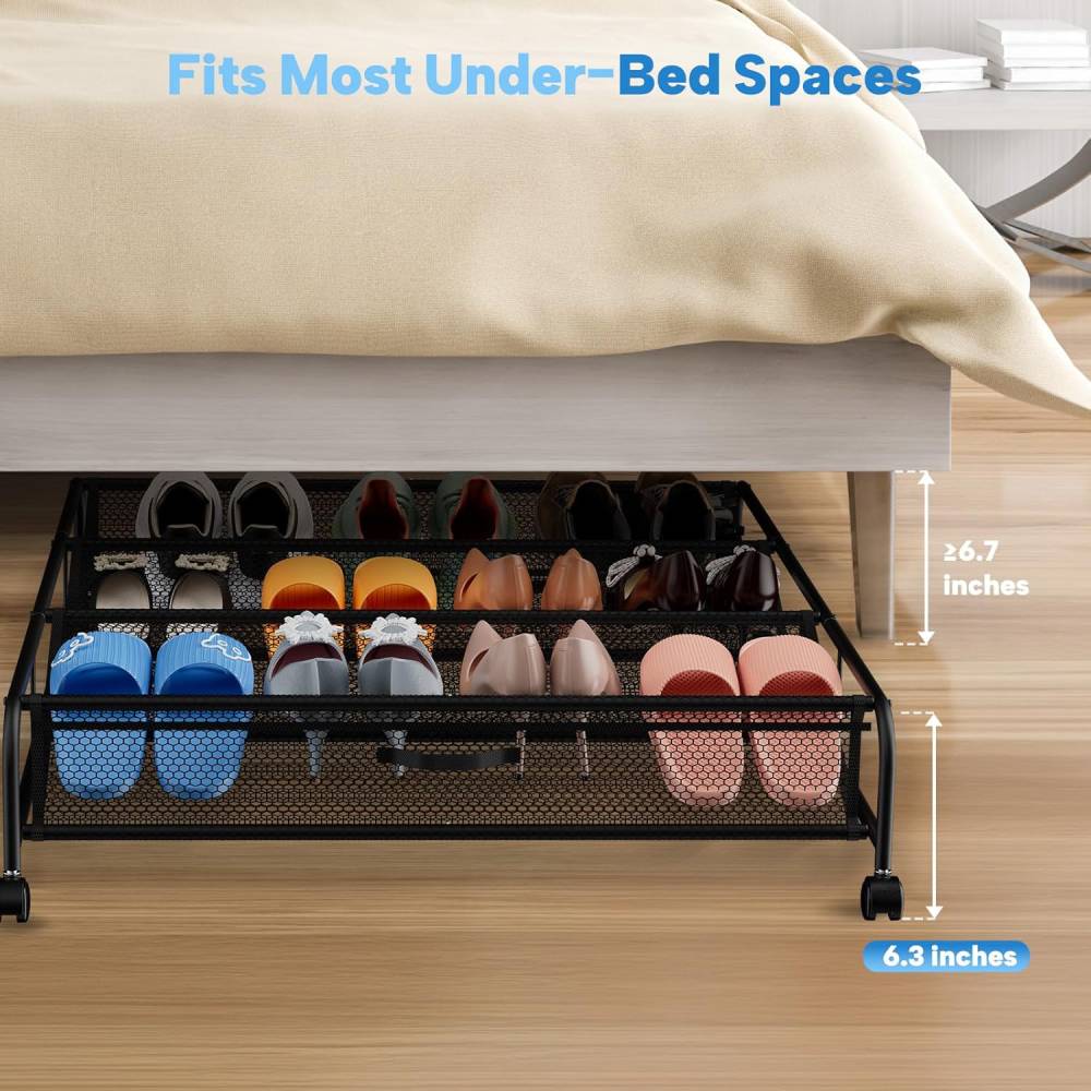 Under Bed Shoe Storage with Wheels