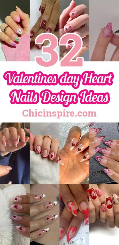 Valentines day Heart Nails Design Ideas