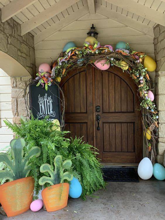 Boloon Eggs, Front Door Garland Decor Spring