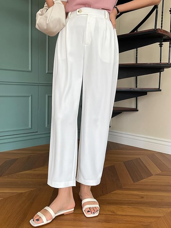 High Waist Slant Pockets Pants Fashion Suit Pants