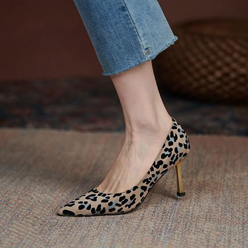 Shoes high Heels Leopard Print Pointed Toe Women's high Heels high Heels Slip-on Pumps