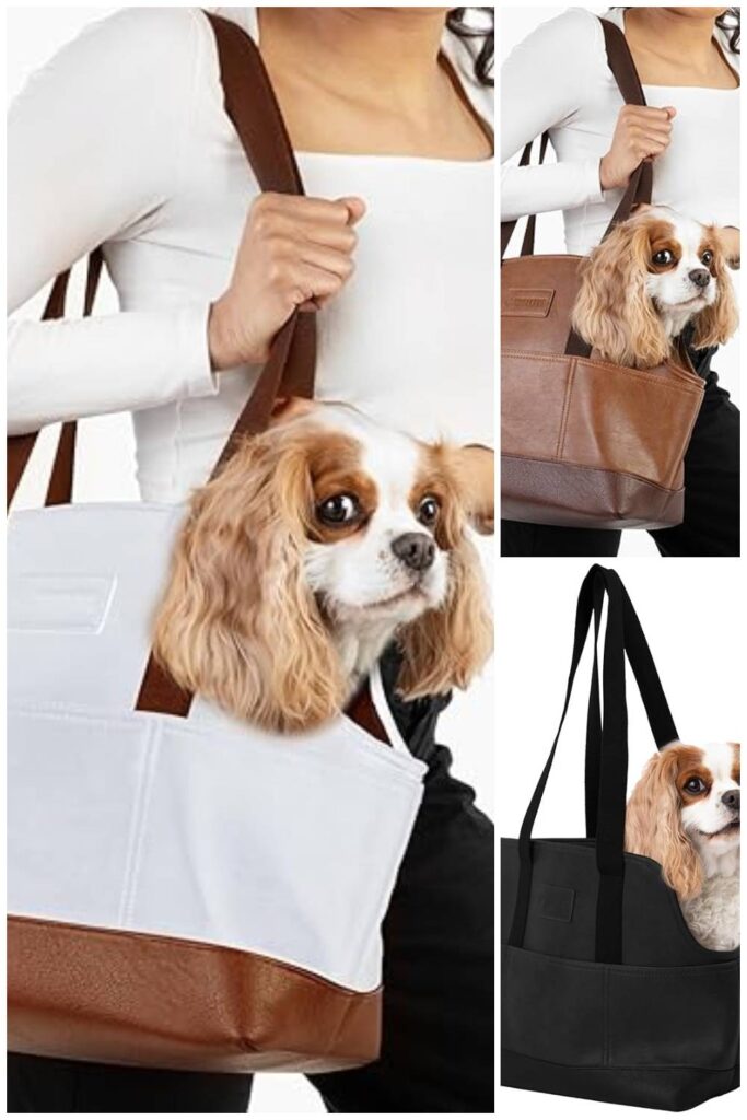 Luxury Dog Purse Carrier - White Faux Leather Pet