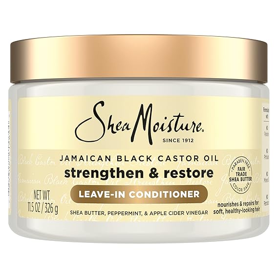 SheaMoisture 100% Pure Jamaican Black Castor Oil Leave In Conditioner For Damaged Hair and To Soften Detangle Hair