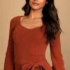 Windy Days Rust Brown Knit Sweater Dress - Image 4