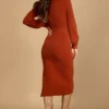 Windy Days Rust Brown Knit Sweater Dress - Image 3