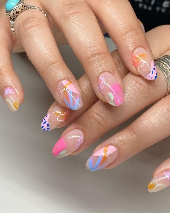 Abstract Pastel Summer nails