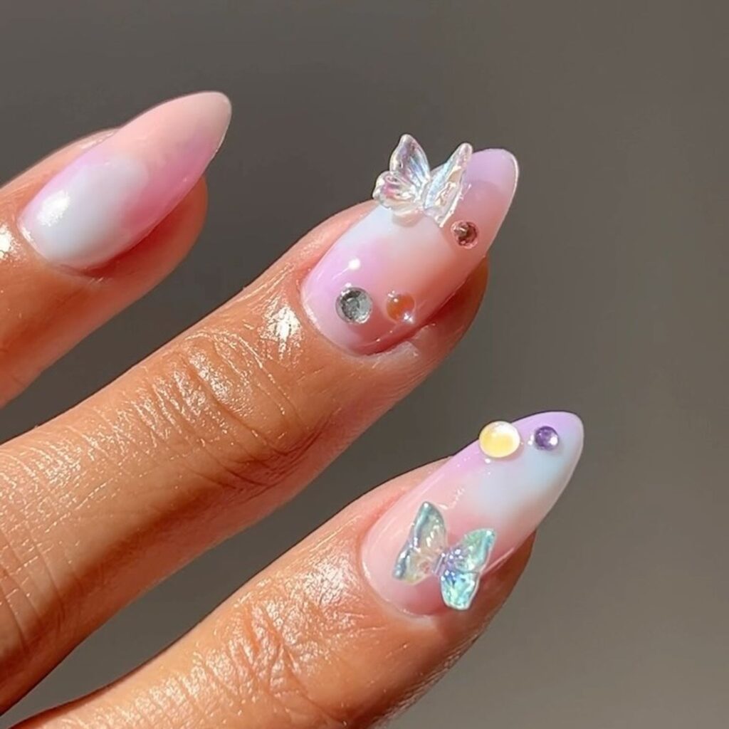 Butterfly Accent Summer nails